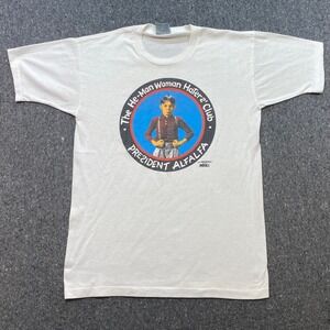 Healthknit TShirt Sz L Mens White 80s Vintage Little Rascals Alfalfa Stitch